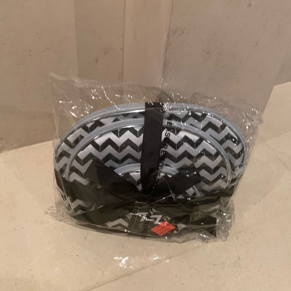 NWT Zig Zag 3 piece cosmetic bag. Never open non smoking non pet home.